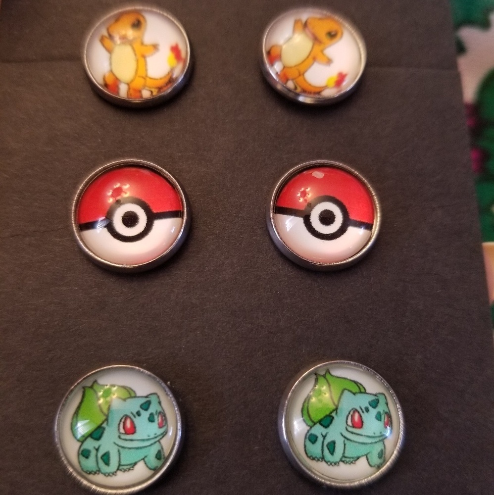 3 Pokemon Stud Earrings